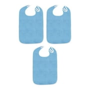 Gazechimp 3Pcs Adult Bibs Machine Washable Reusable Adjustable for Seniors Elderly Men azure color